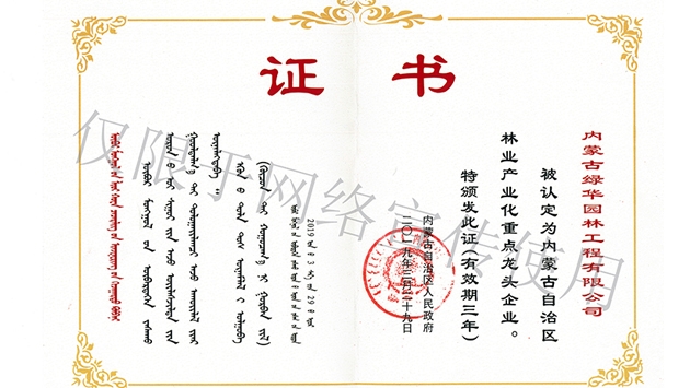 標(biāo)題：內(nèi)蒙古龍頭企業(yè)榮譽(yù)證書(shū)
瀏覽次數(shù)：1513
發(fā)表時(shí)間：2019-10-26